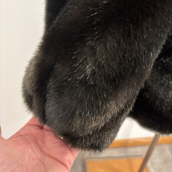 VTG 50s Hillmoor New York Faux Mink Fur Coat Black Brown Mid Century USA Made - Picture 8 of 13